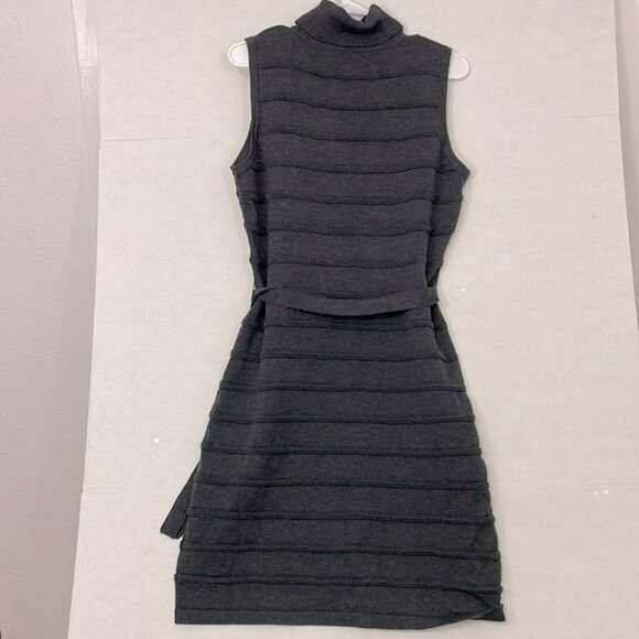 Calvin Klein Sweater Dress, Sleeveless Turtleneck, Matching Belt, Gray, Large - Picture 6 of 10